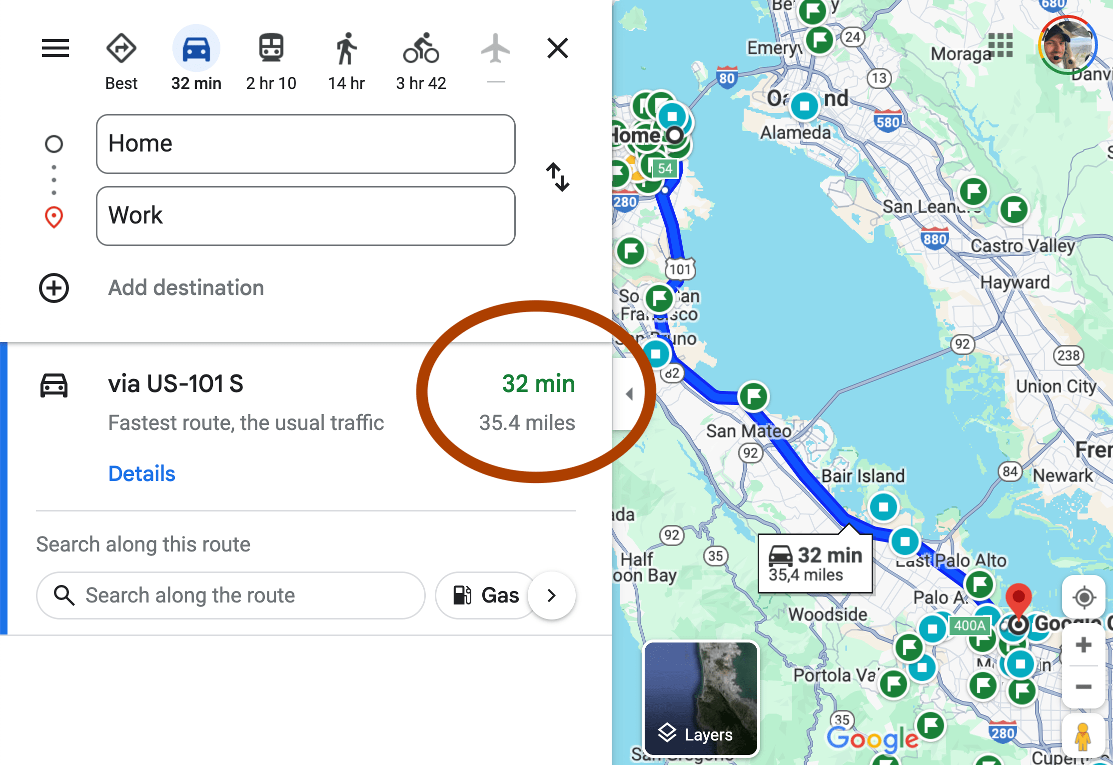 Maps commute screenshot