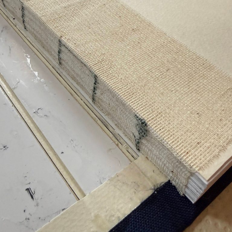 The lined spine before casing in.