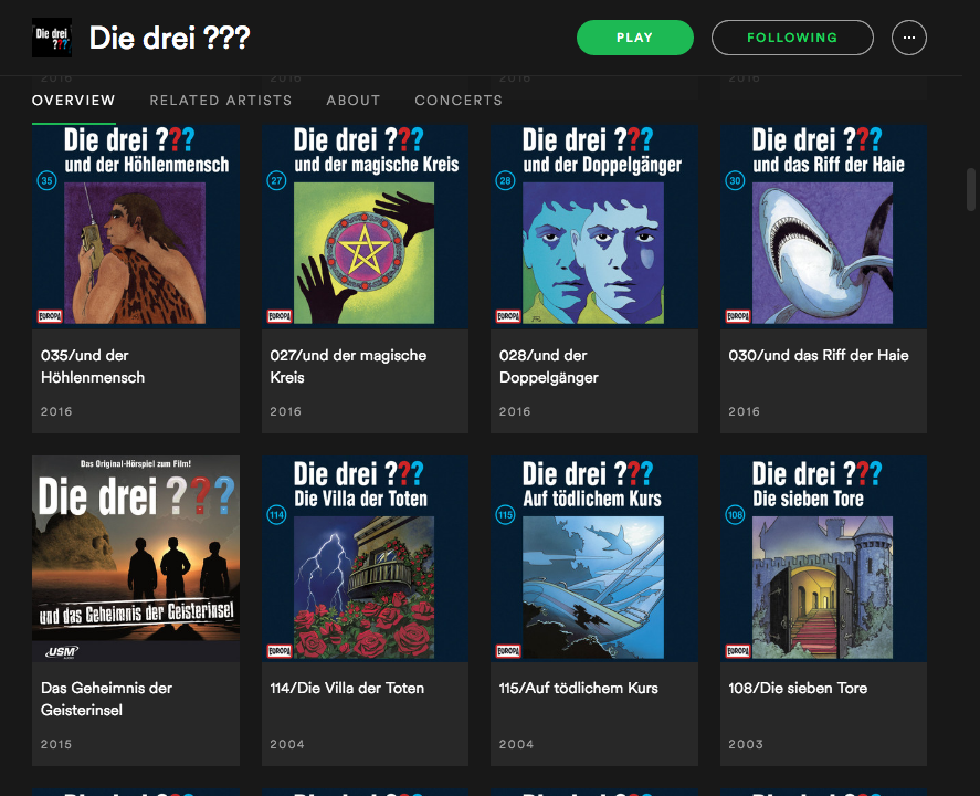 Screenshot Die drei ??? on Spotify