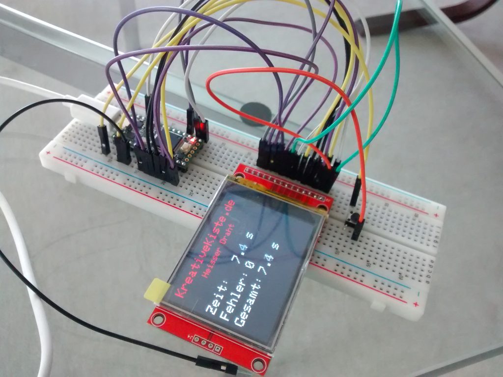 The Buzz-Wire development system on a breadboard.
